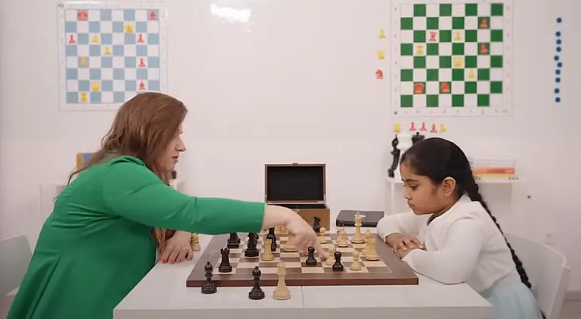 Judit Polgar and chess prodigy Bodhana Sivanandan training together